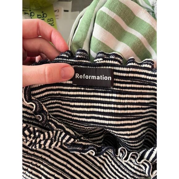 Reformation Striped Ruched Cropped Tank - Picture 3 of 4